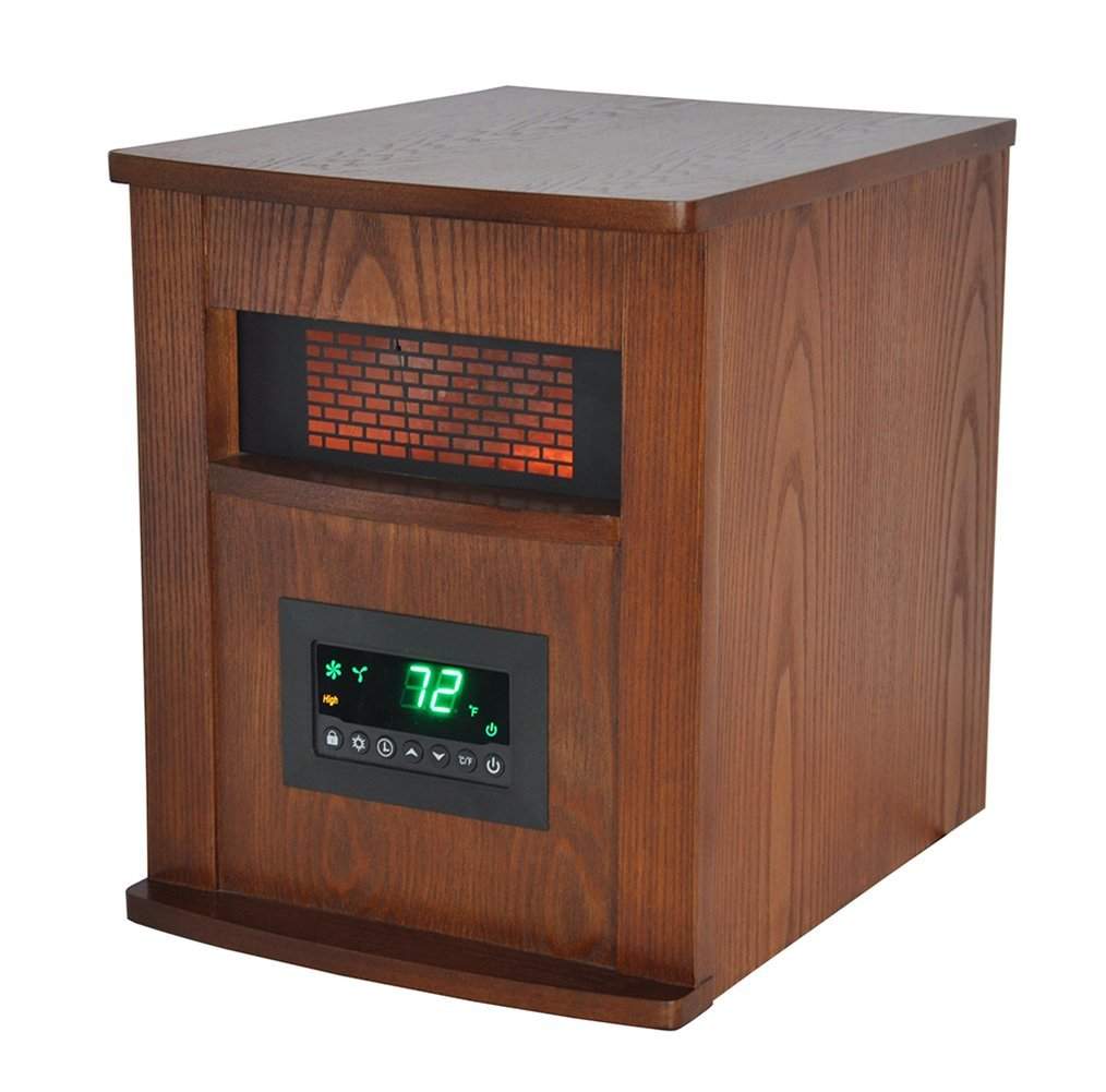 Lifesmart 6 Element Large Room Infrared Quartz Heater w/Wood Cabinet and Remote